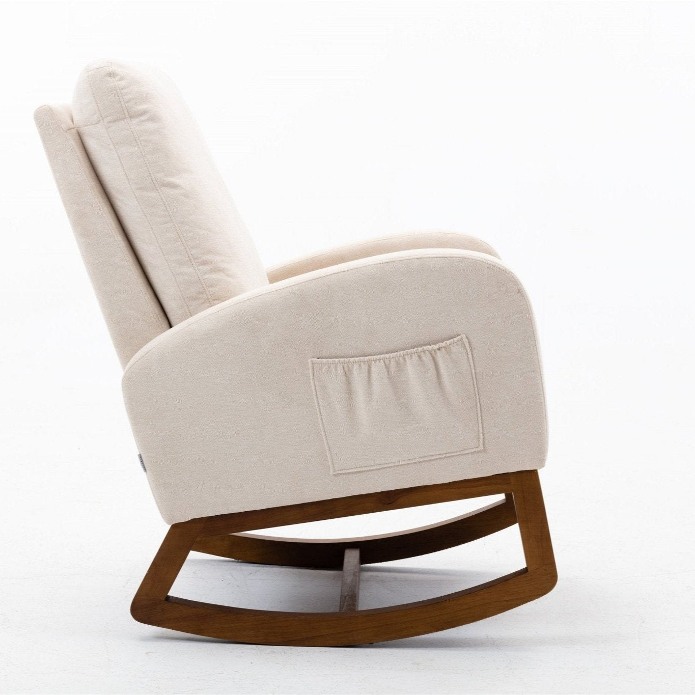 Affair Mid-Century Modern Upholstered Rocking Armchair with Side Pocket