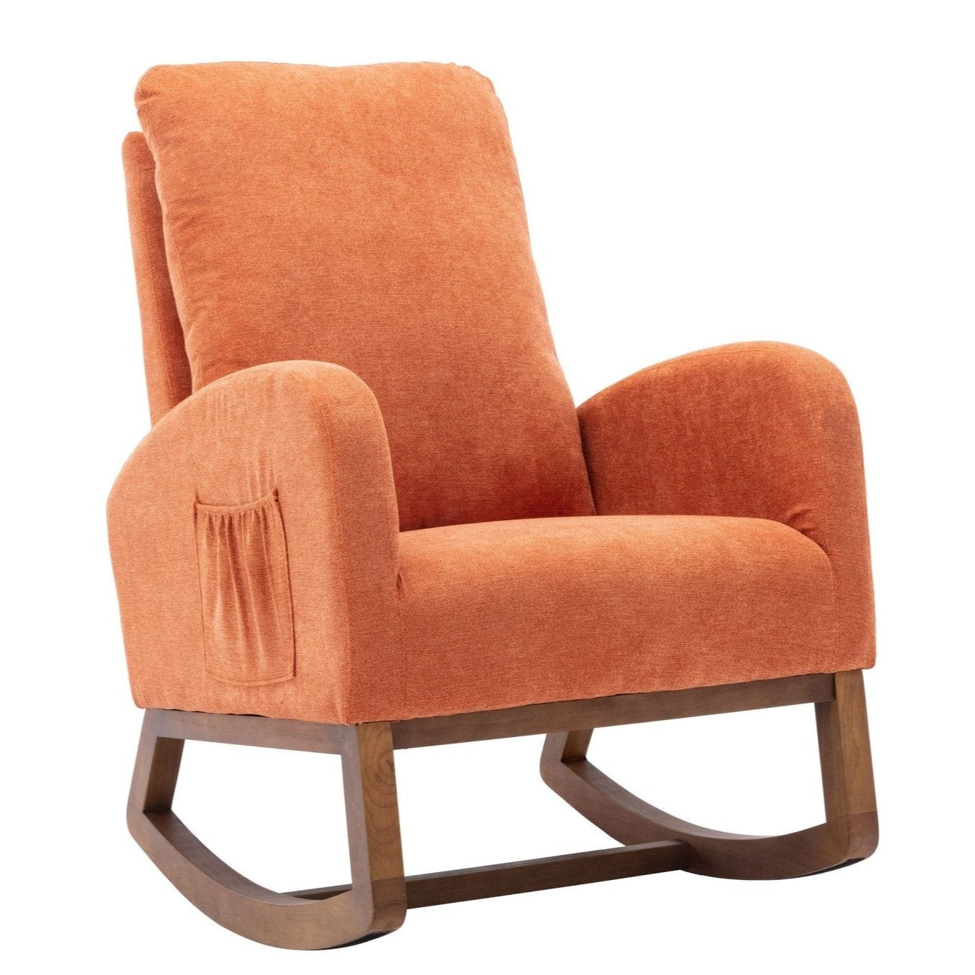 Affair Mid-Century Modern Upholstered Rocking Armchair with Side Pocket