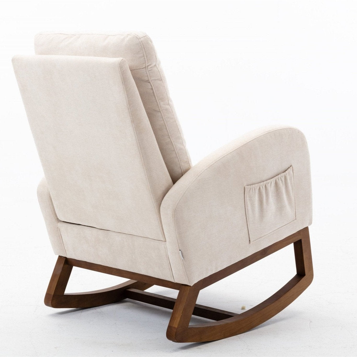 Affair Mid-Century Modern Upholstered Rocking Armchair with Side Pocket