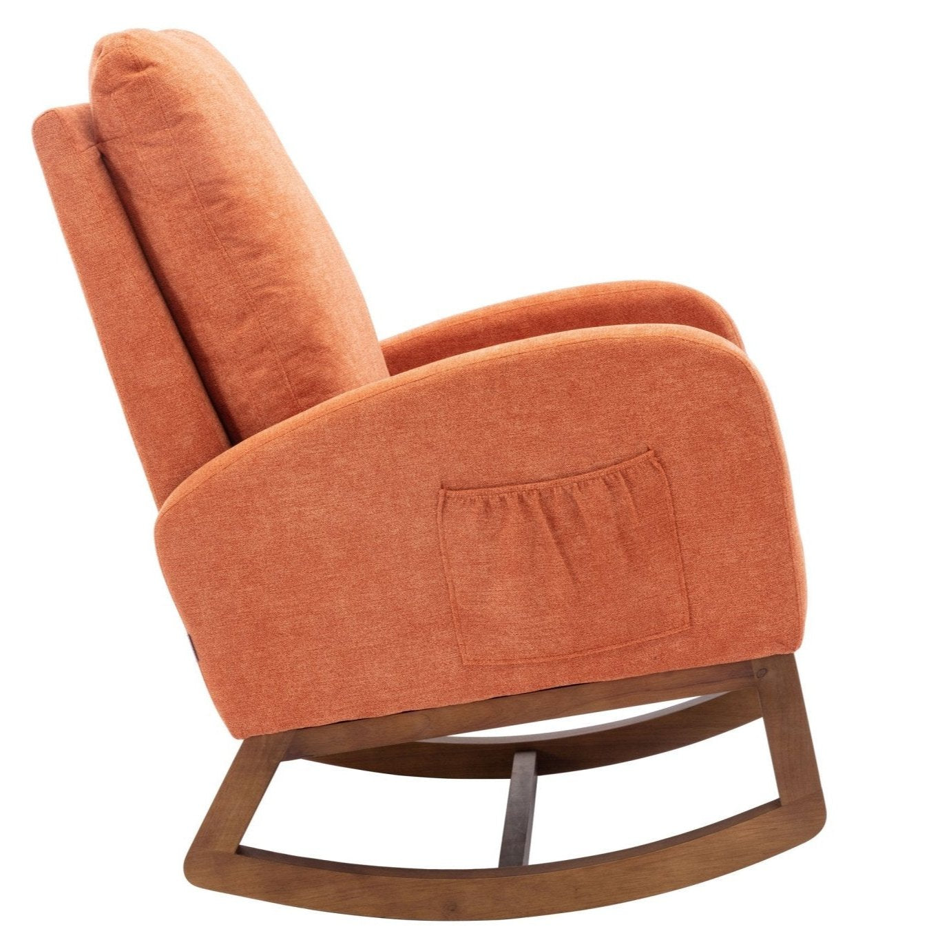Affair Mid-Century Modern Upholstered Rocking Armchair with Side Pocket
