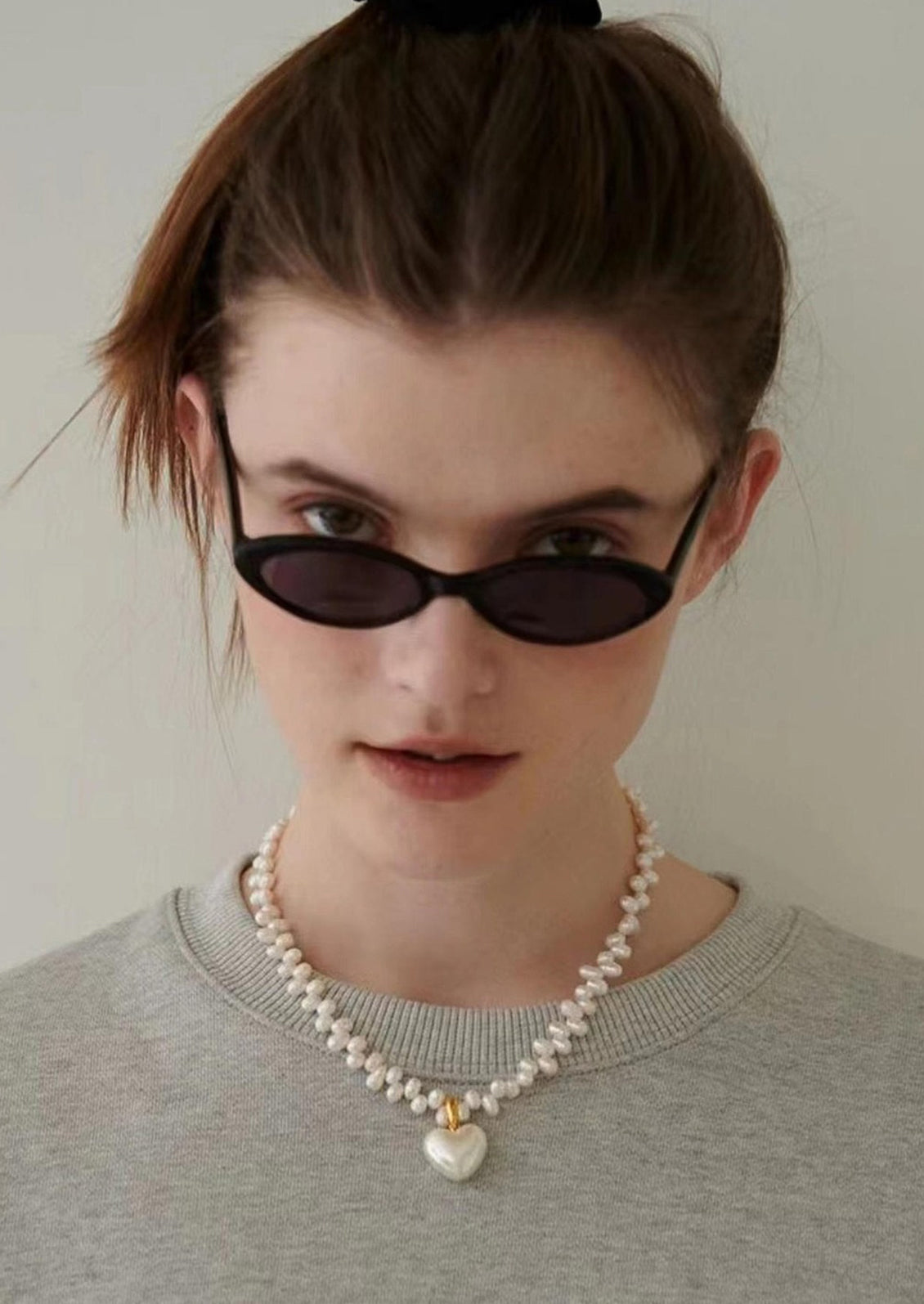 Agape Pearl Heart Charm Necklace