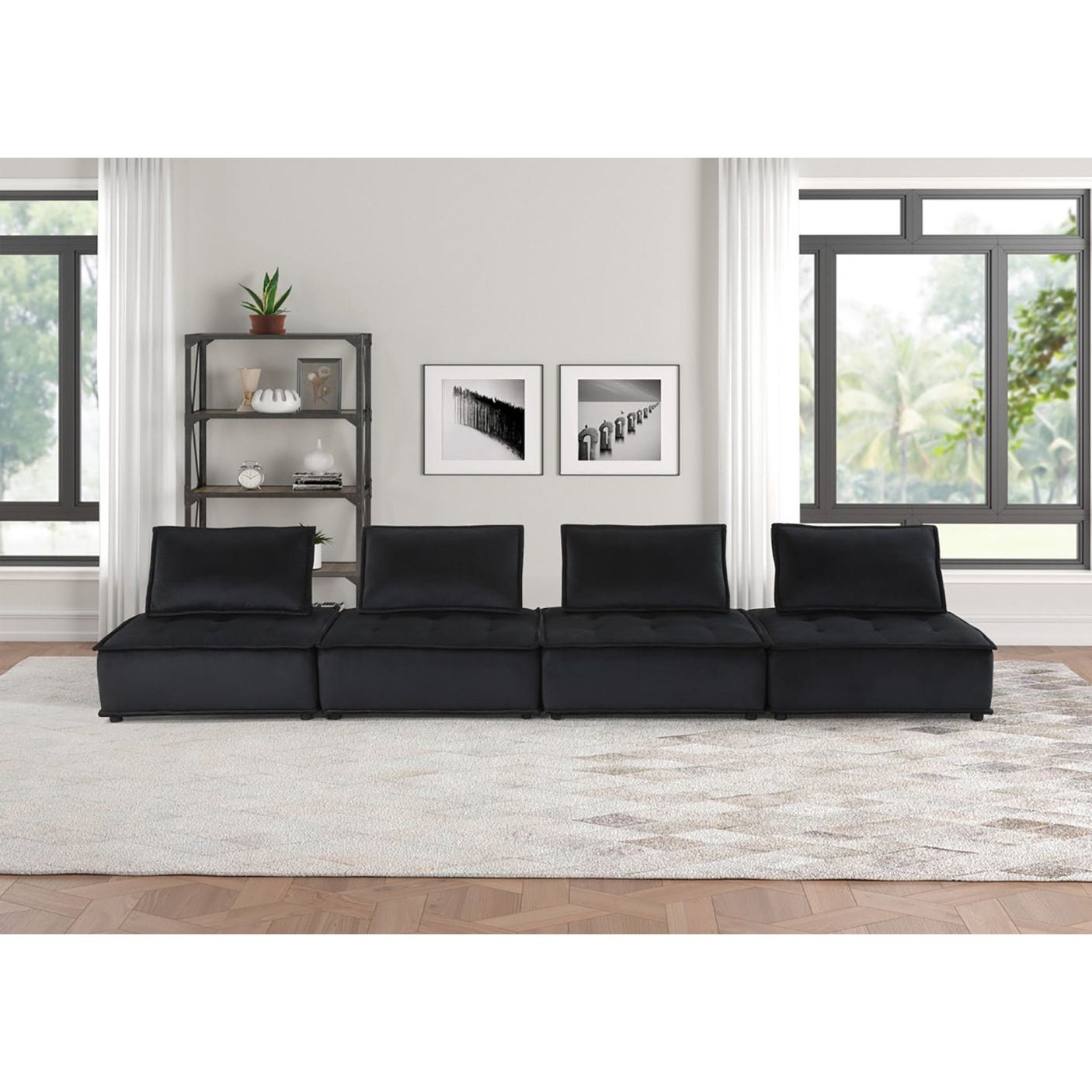 Anna Velvet 4 Piece Sectional Sofa