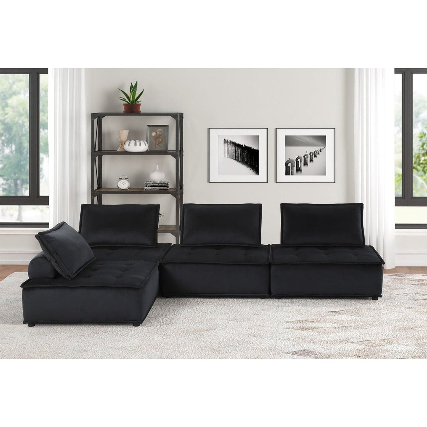 Anna Velvet 4 Piece Sectional Sofa