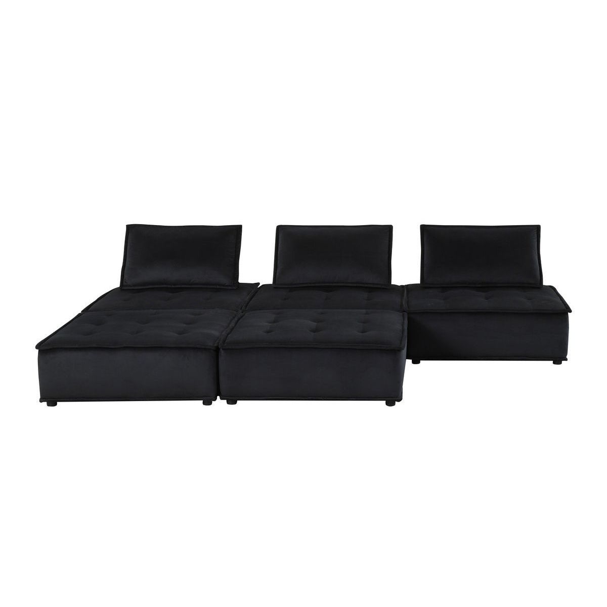 Anna Velvet 5 Piece Sectional Sofa and Ottoman