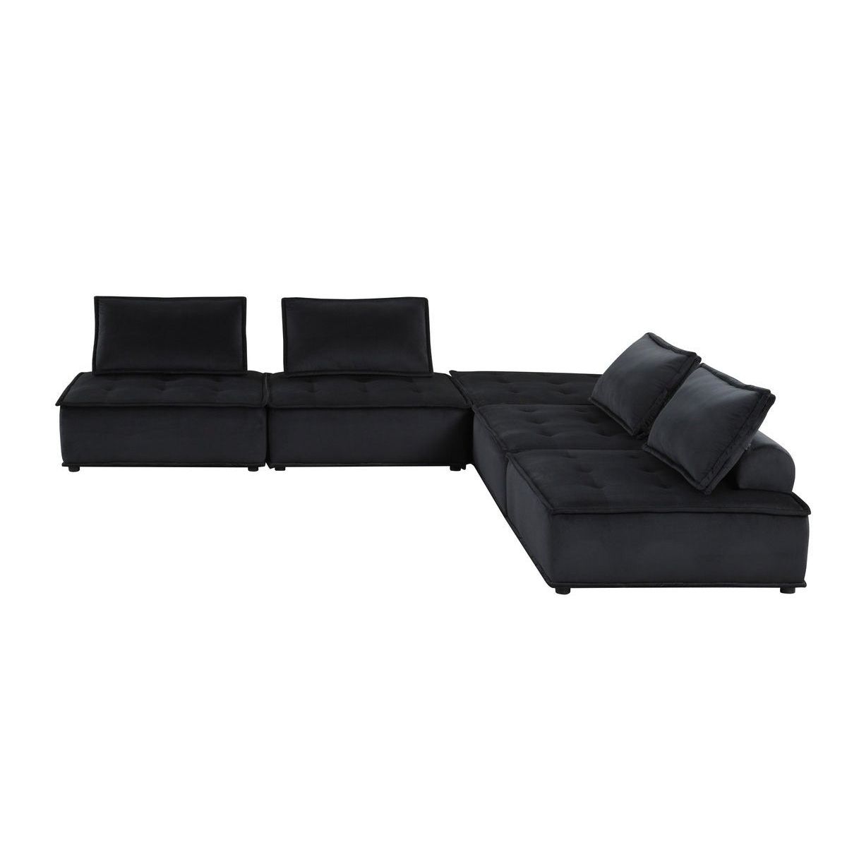 Anna Velvet 5 Piece Sectional Sofa and Ottoman