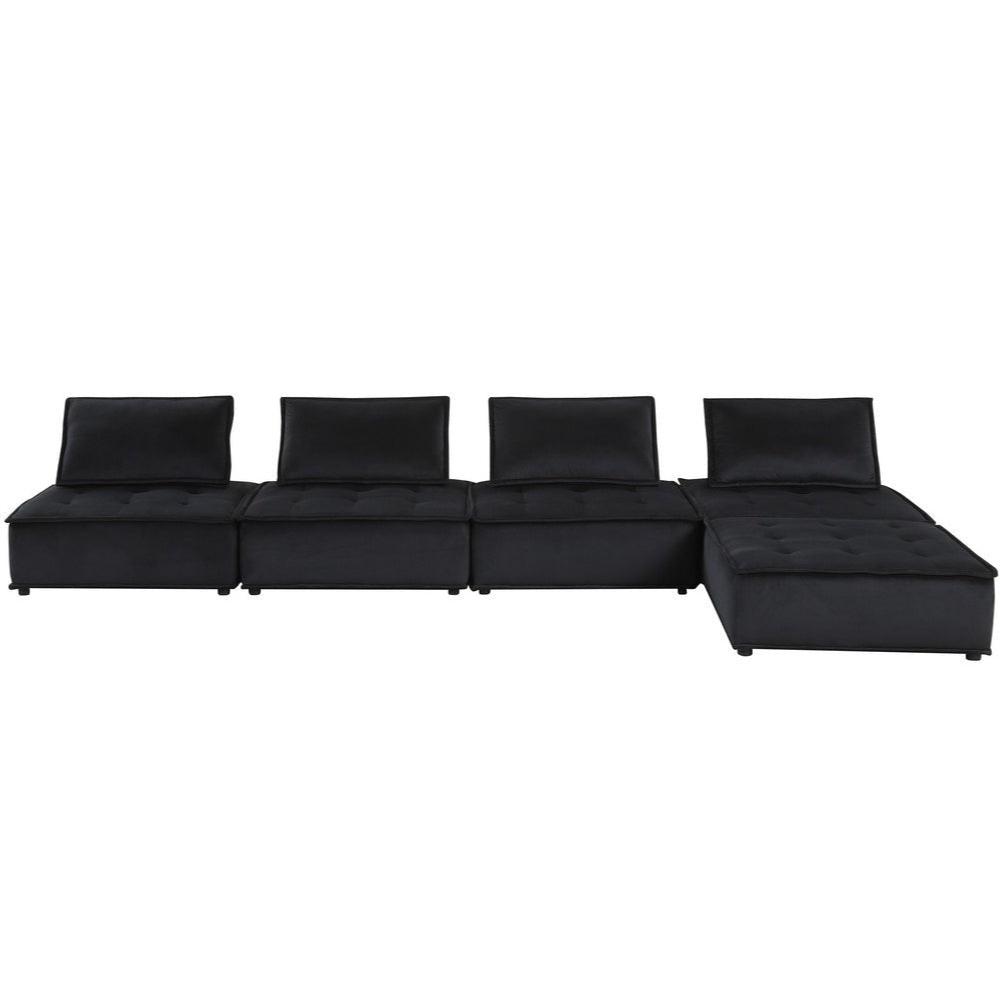 Anna Velvet 5 Piece Sectional Sofa and Ottoman