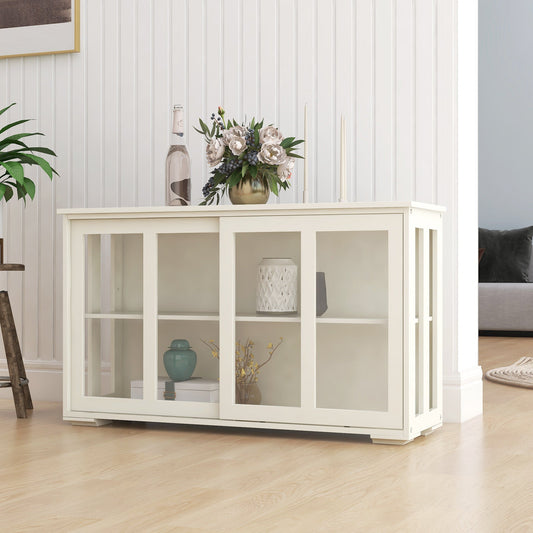 Arcade Kitchen Stand Cabinet with Sliding Glass Door and Adjustable Shelf