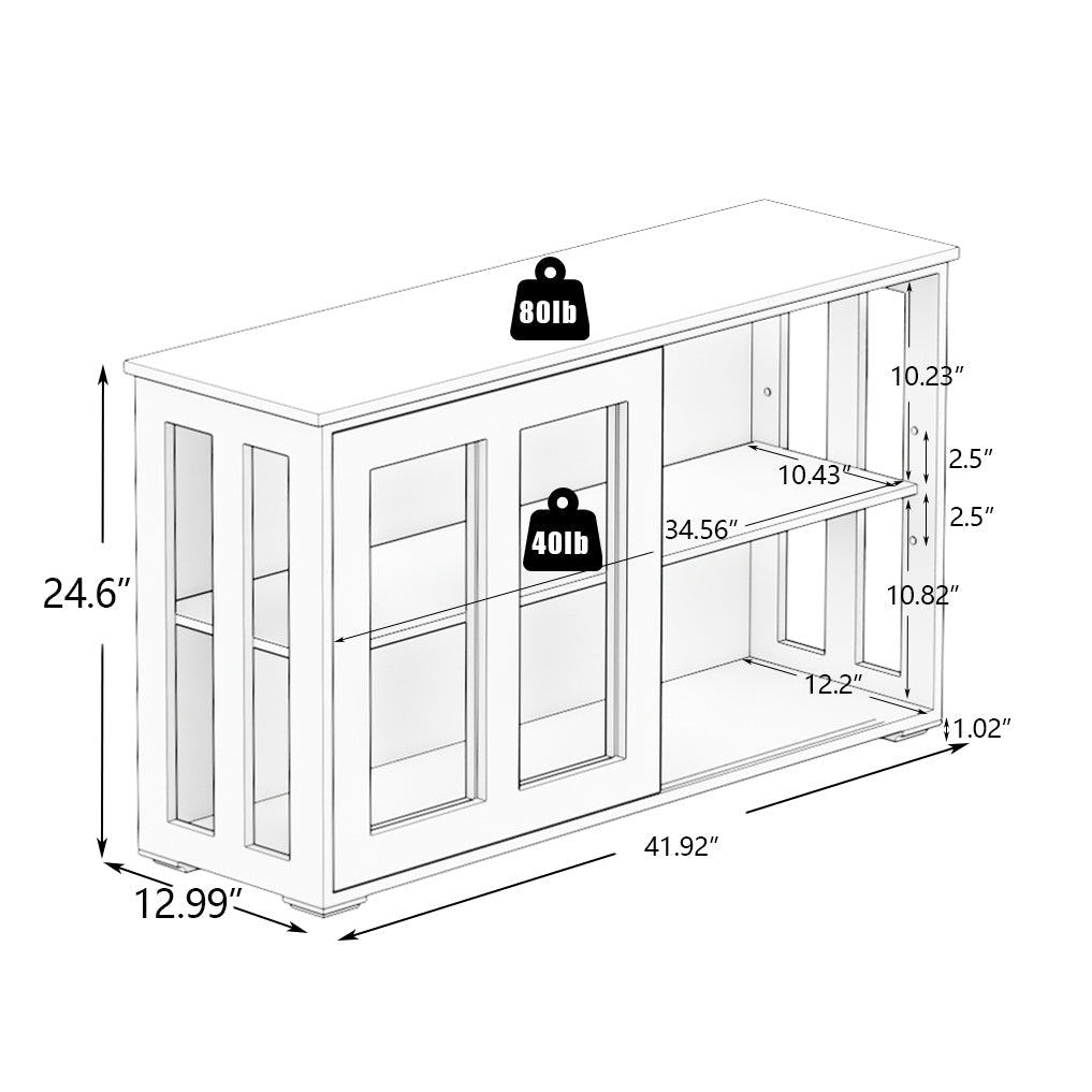 Arcade Kitchen Stand Cabinet with Sliding Glass Door and Adjustable Shelf