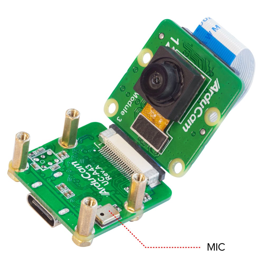 Arducam Wide Angle 12MP IMX708 USB-C UVC Fixed-Focus Camera Module with Microphone
