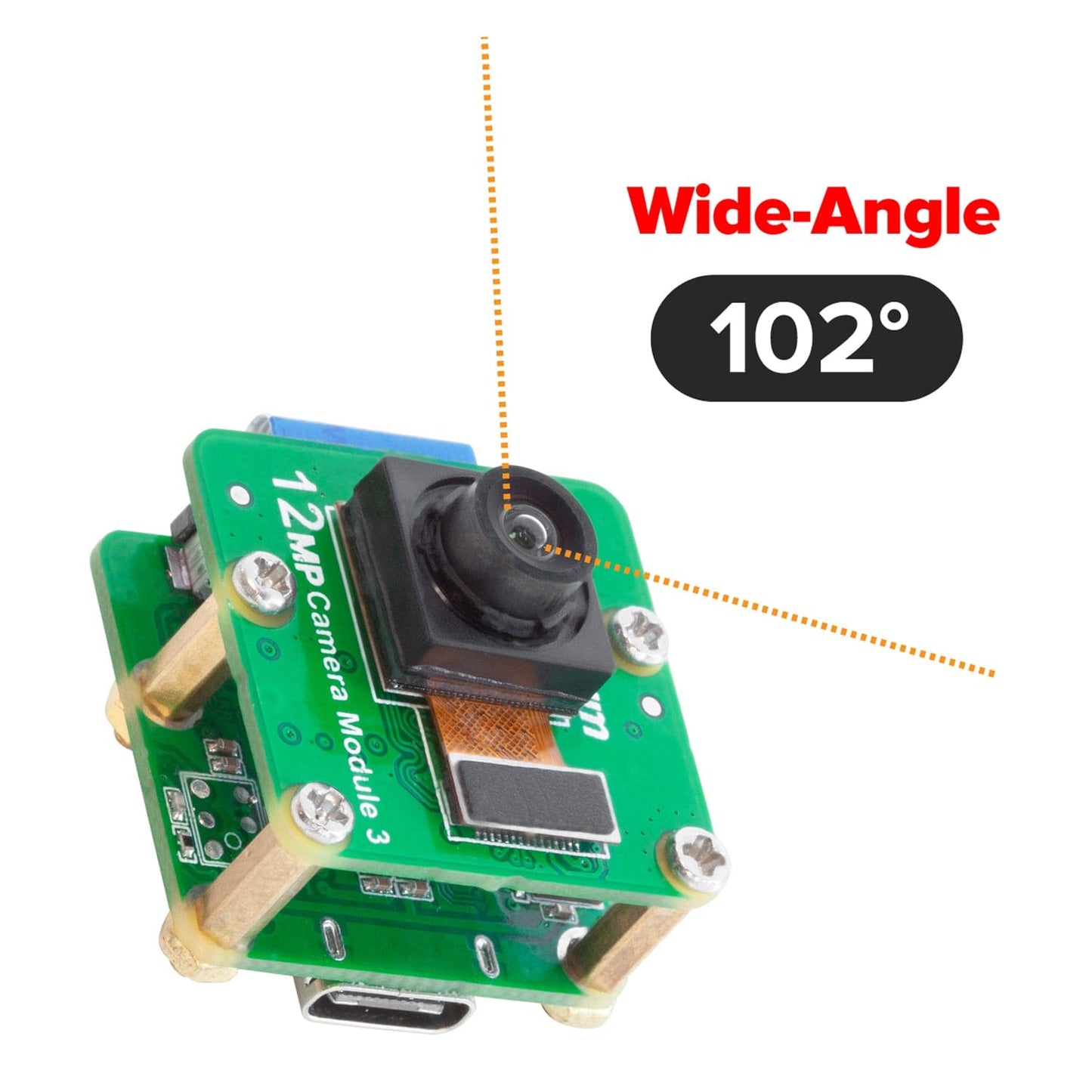 Arducam Wide Angle 12MP IMX708 USB-C UVC Fixed-Focus Camera Module with Microphone