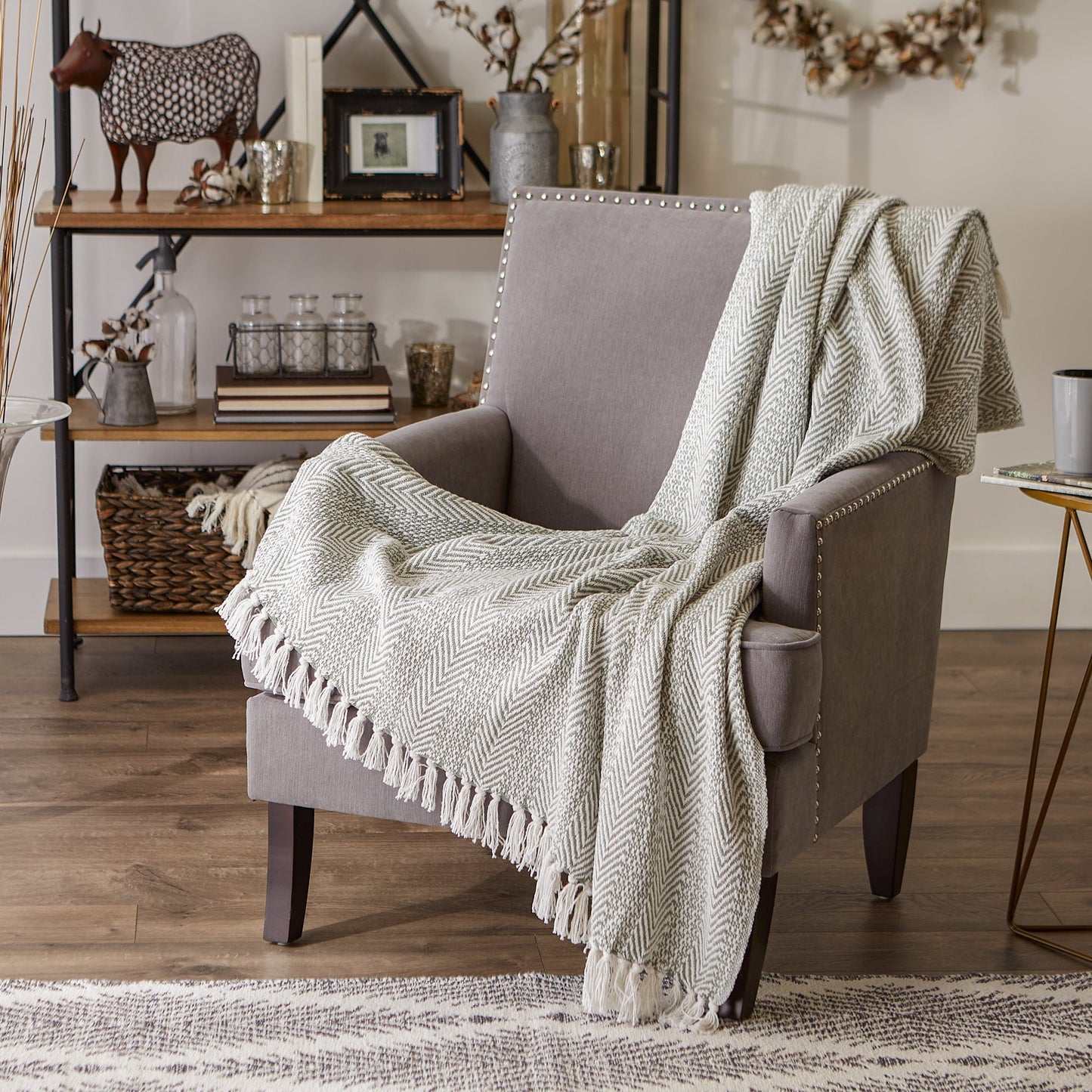 Artichoke Herringbone Stripe Throw