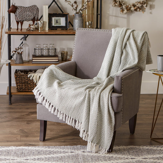 Artichoke Herringbone Stripe Throw