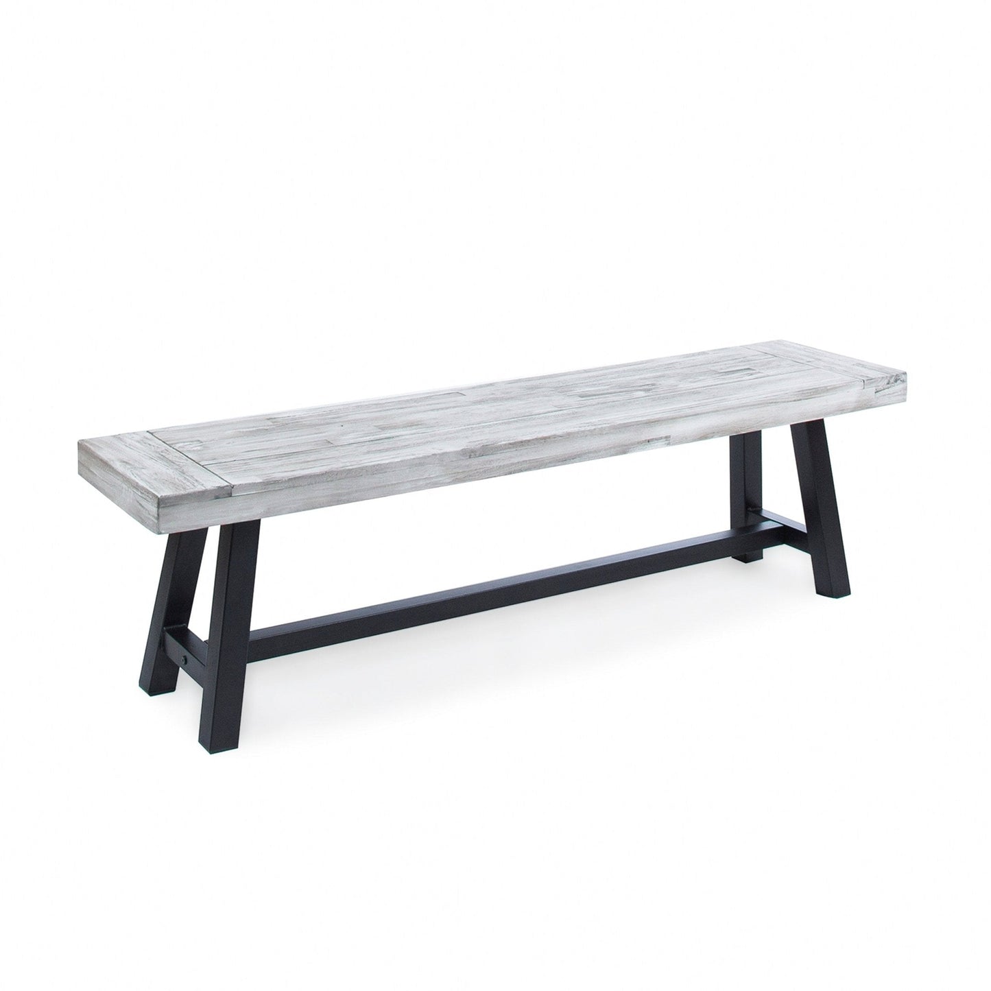 Aura Outdoor Bench with Slat Top and Metal Legs