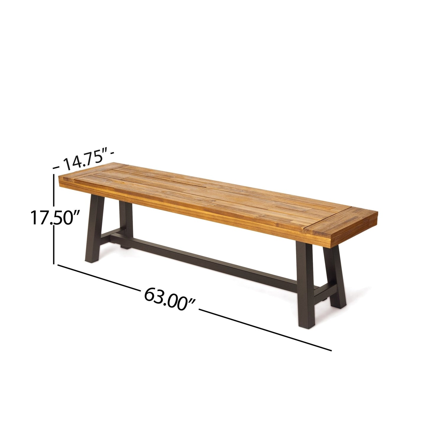 Aura Outdoor Bench with Slat Top and Metal Legs