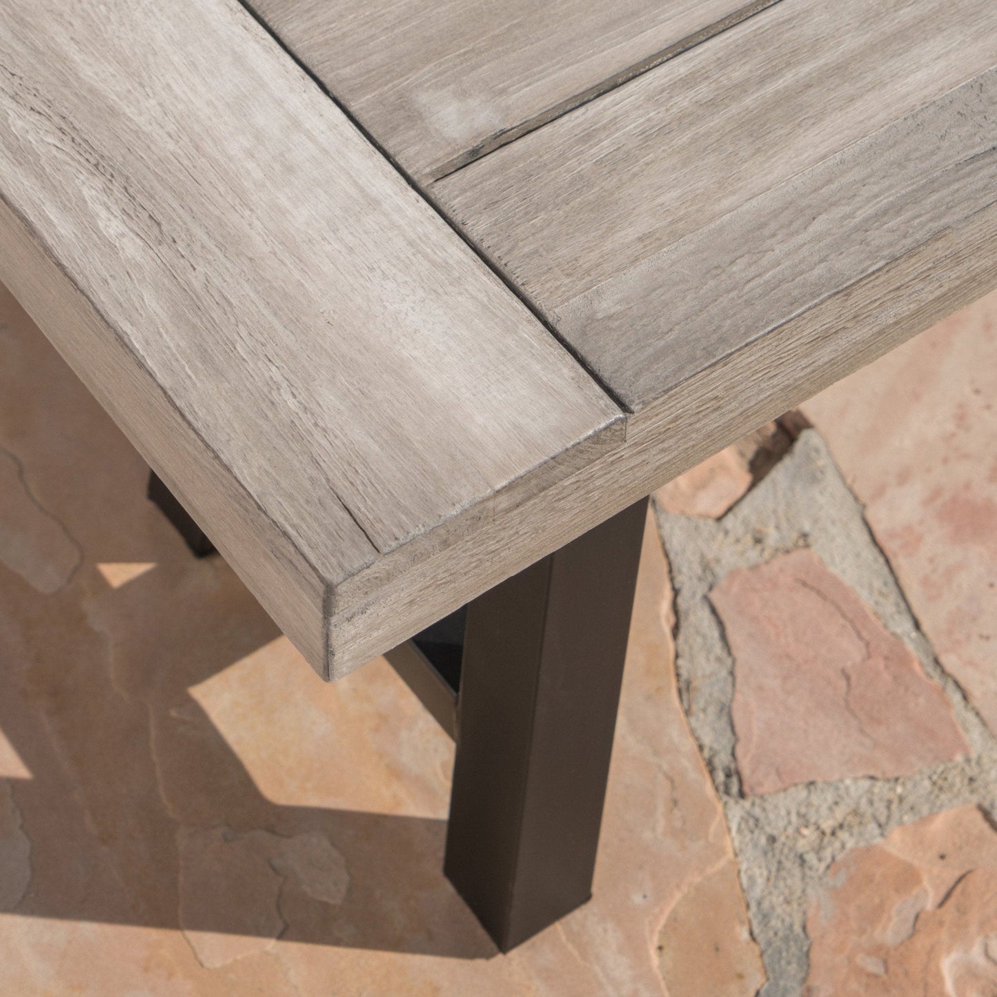 Aura Outdoor Bench with Slat Top and Metal Legs