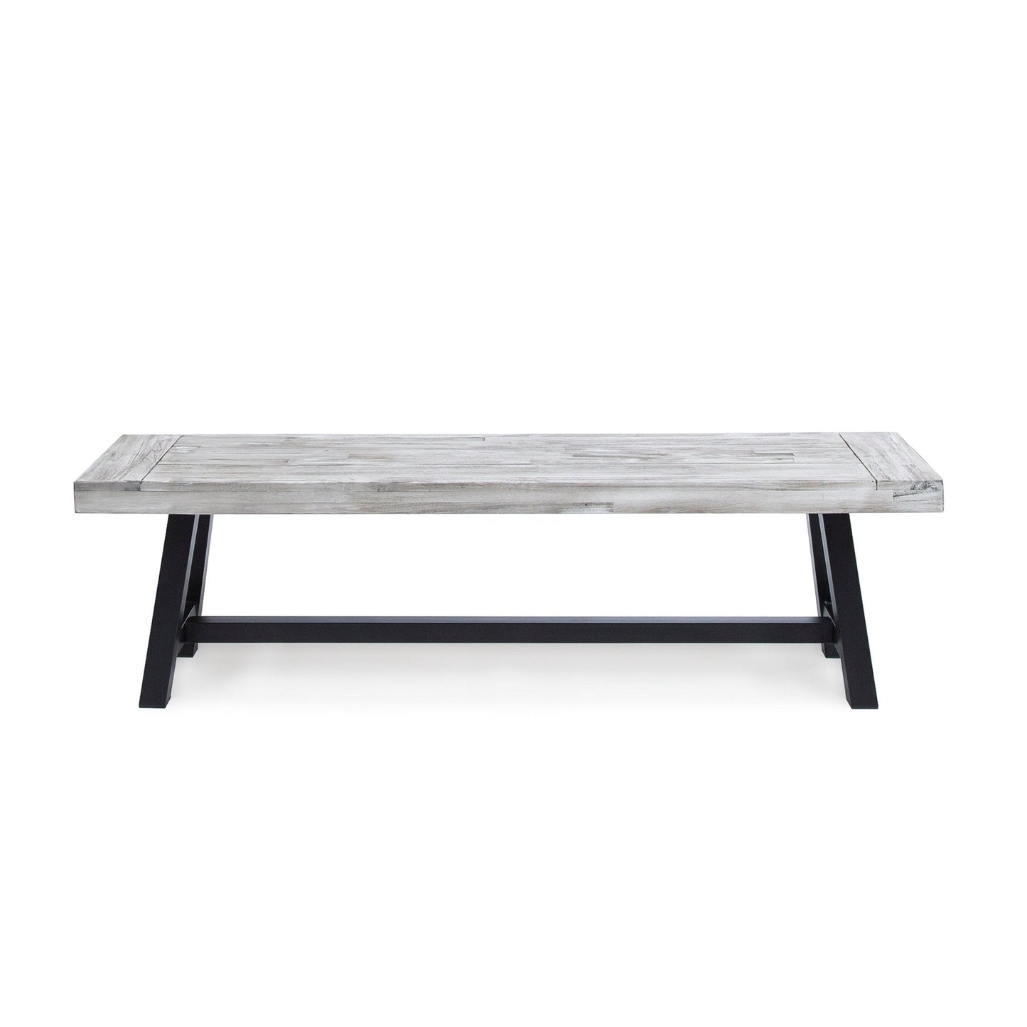 Aura Outdoor Bench with Slat Top and Metal Legs