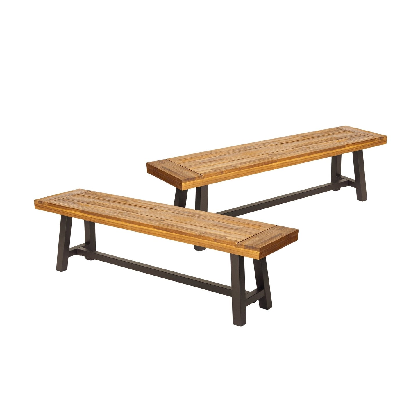 Aura Outdoor Bench with Slat Top and Metal Legs