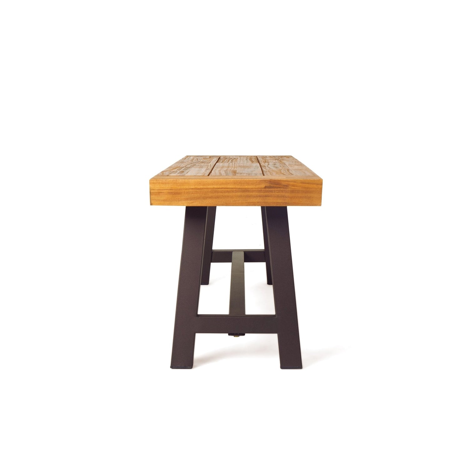 Aura Outdoor Bench with Slat Top and Metal Legs