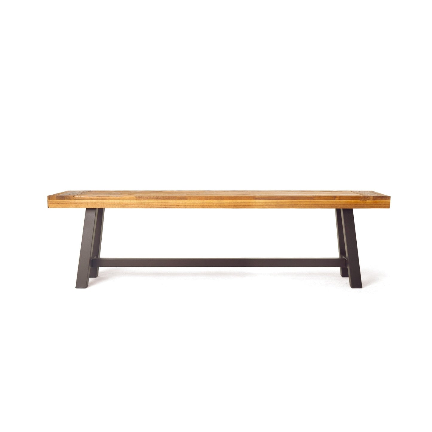Aura Outdoor Bench with Slat Top and Metal Legs