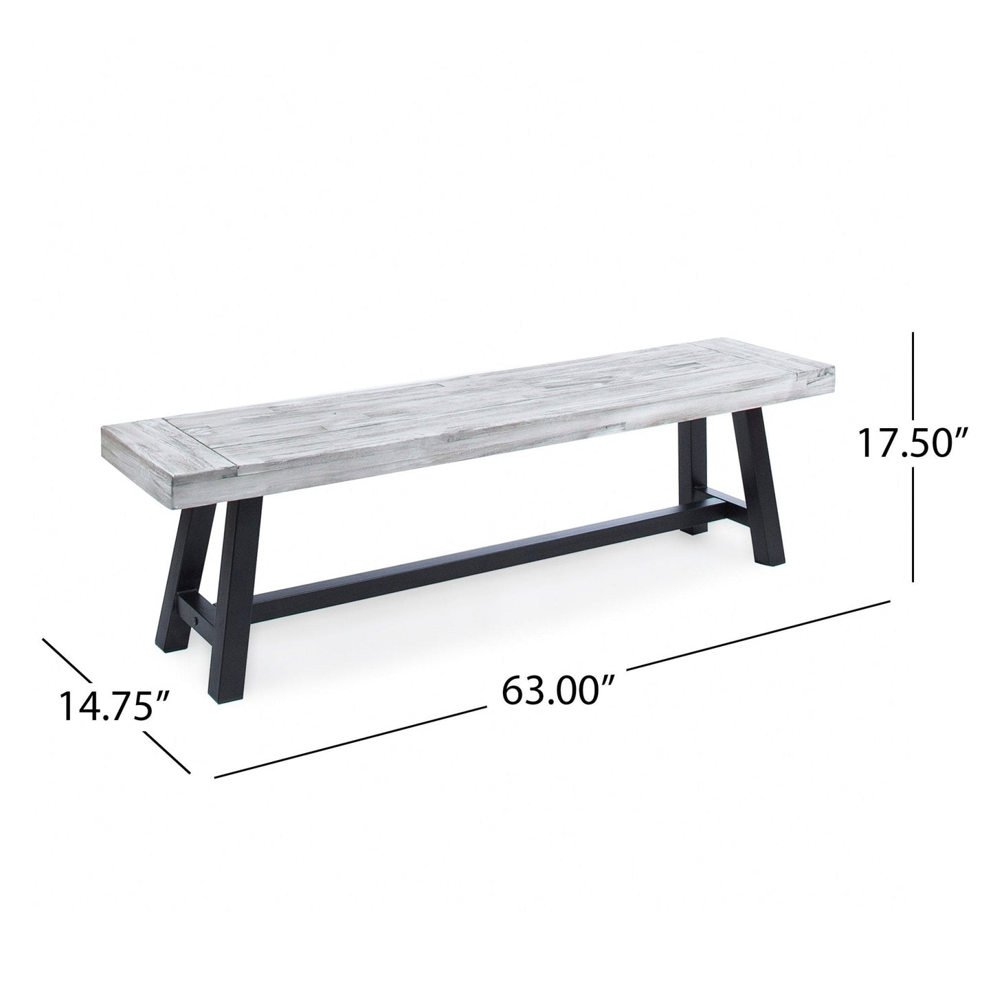 Aura Outdoor Bench with Slat Top and Metal Legs