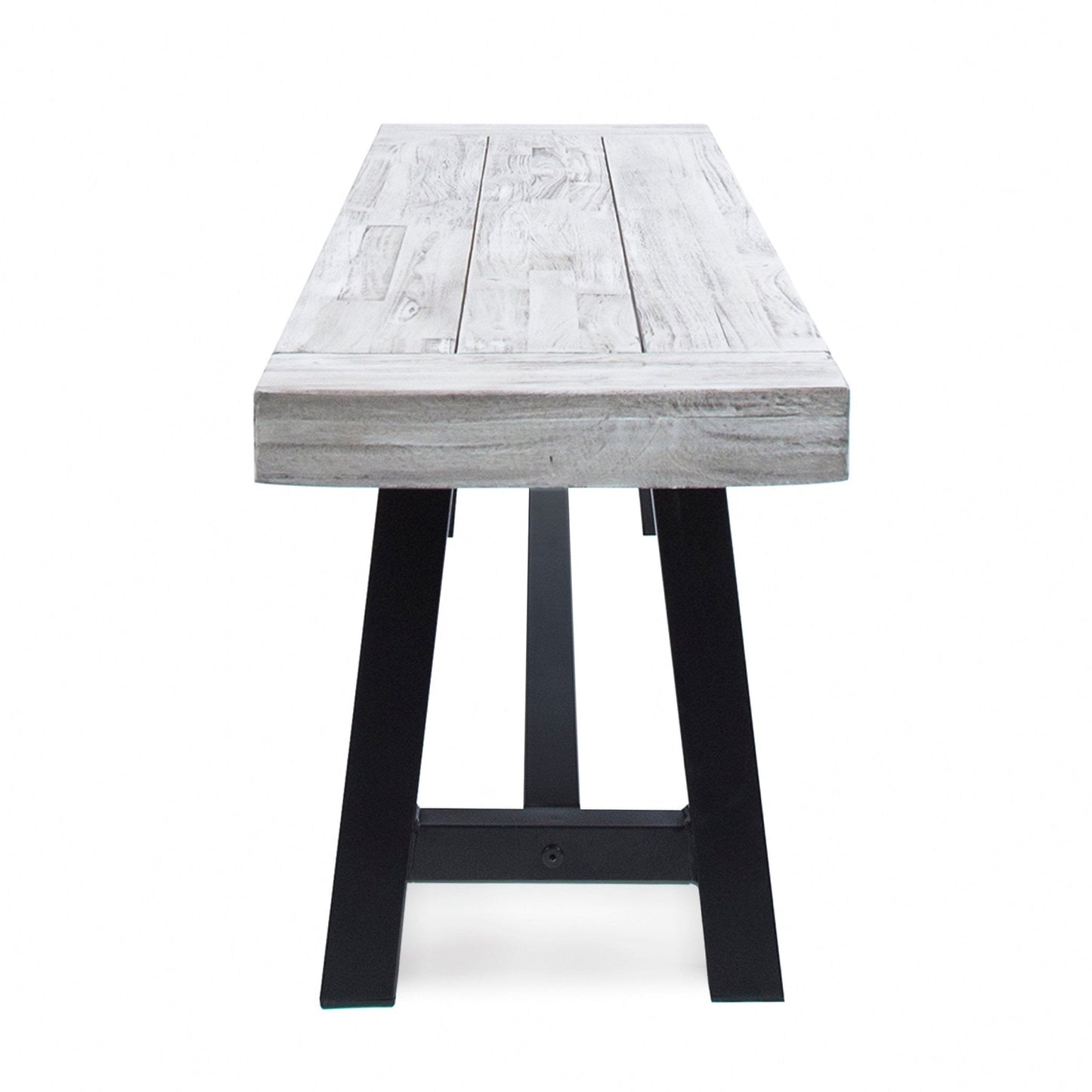 Aura Outdoor Bench with Slat Top and Metal Legs