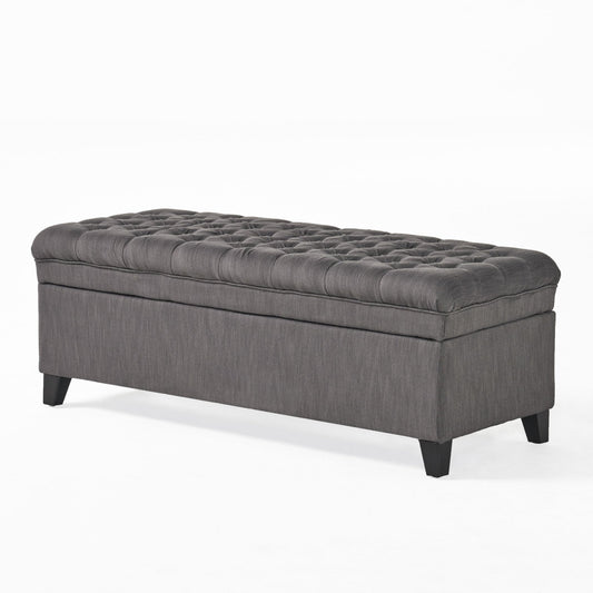 Azure Upholstered Storage Bench with Button Tufted