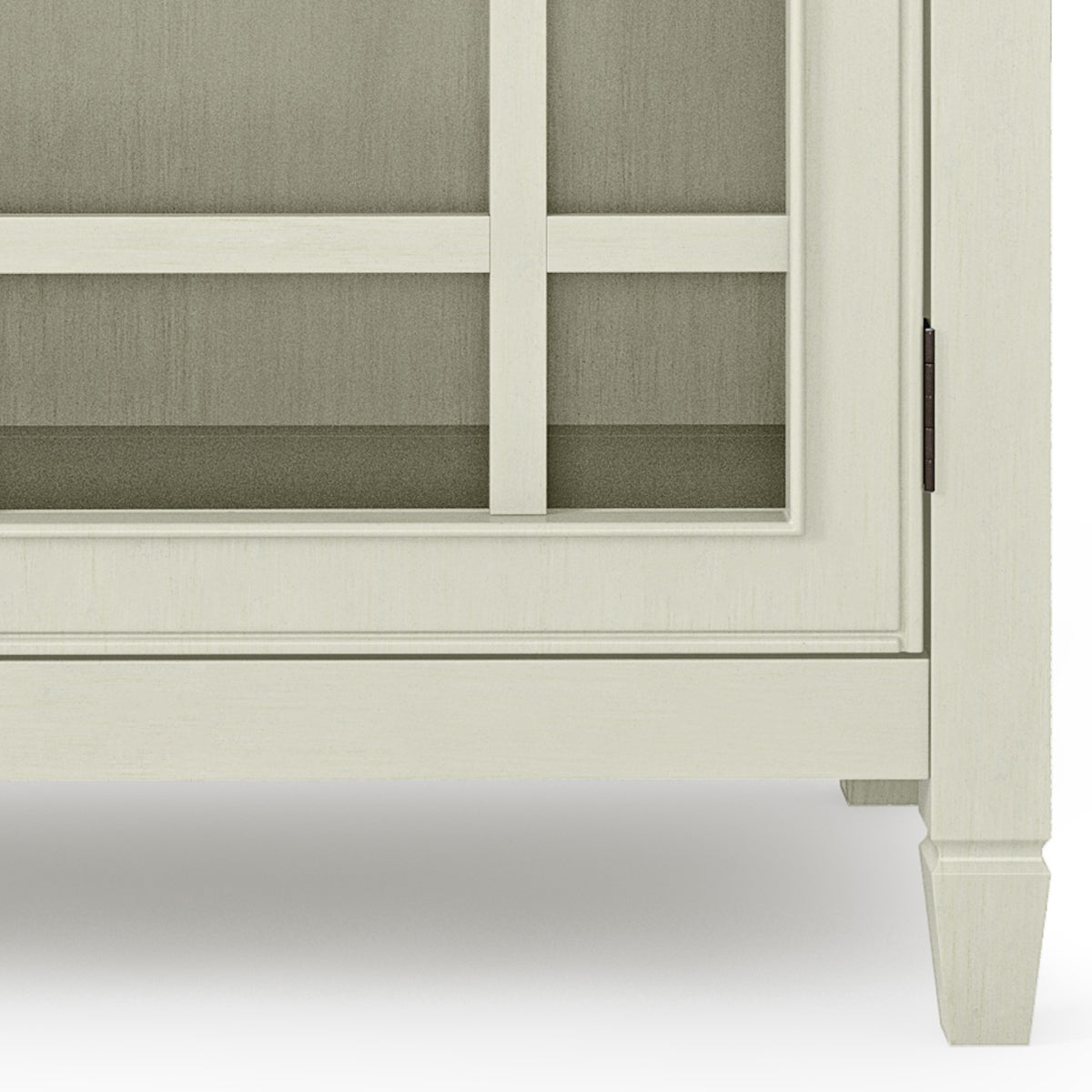 Low Storage Cabinet with Double Tempered Glass Doors and 2 Adjustable Shelves
