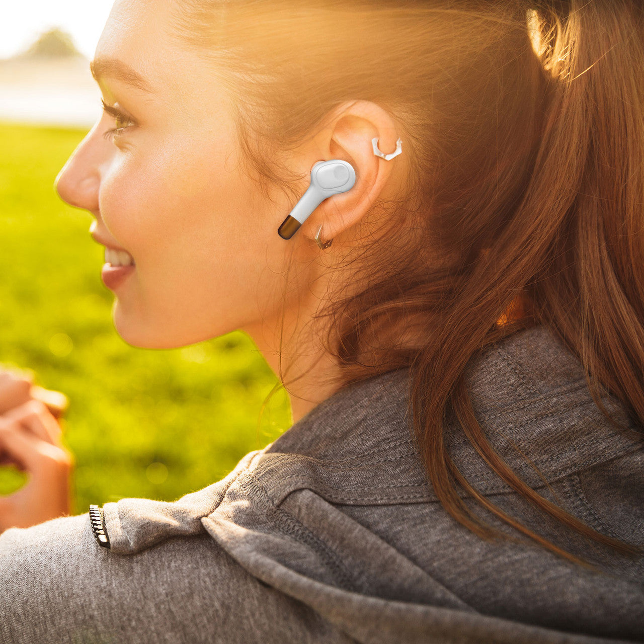 Laser TWS Earbuds - Wireless Charging & Dual Drivers (White)