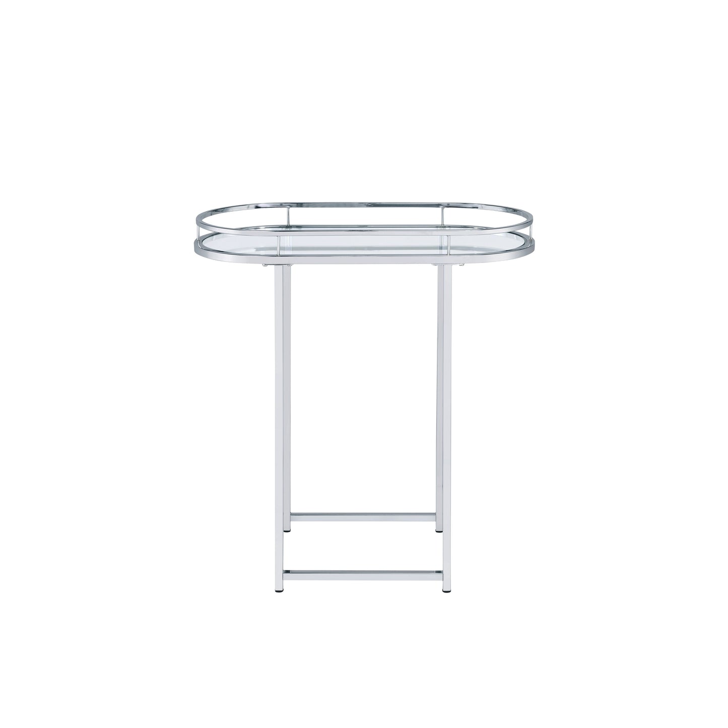 Serving Cart and Bar Table with Chrome Frame and Glass Shelves