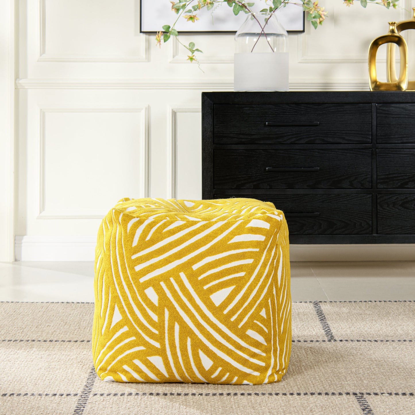 Upholstered Ottoman with Invisible Zipper