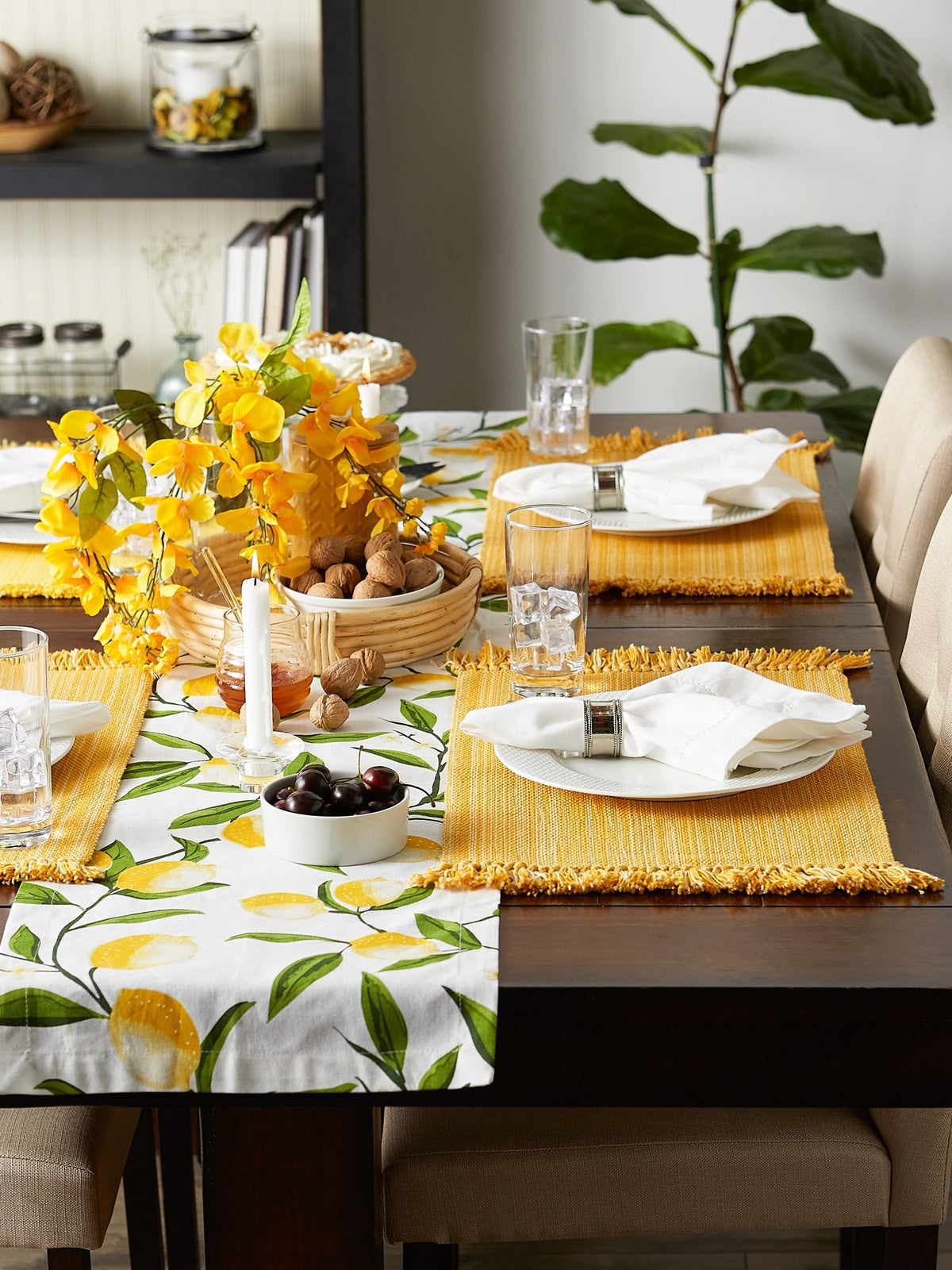 Apricot Variegated Fringe Placemats, Set Of 6