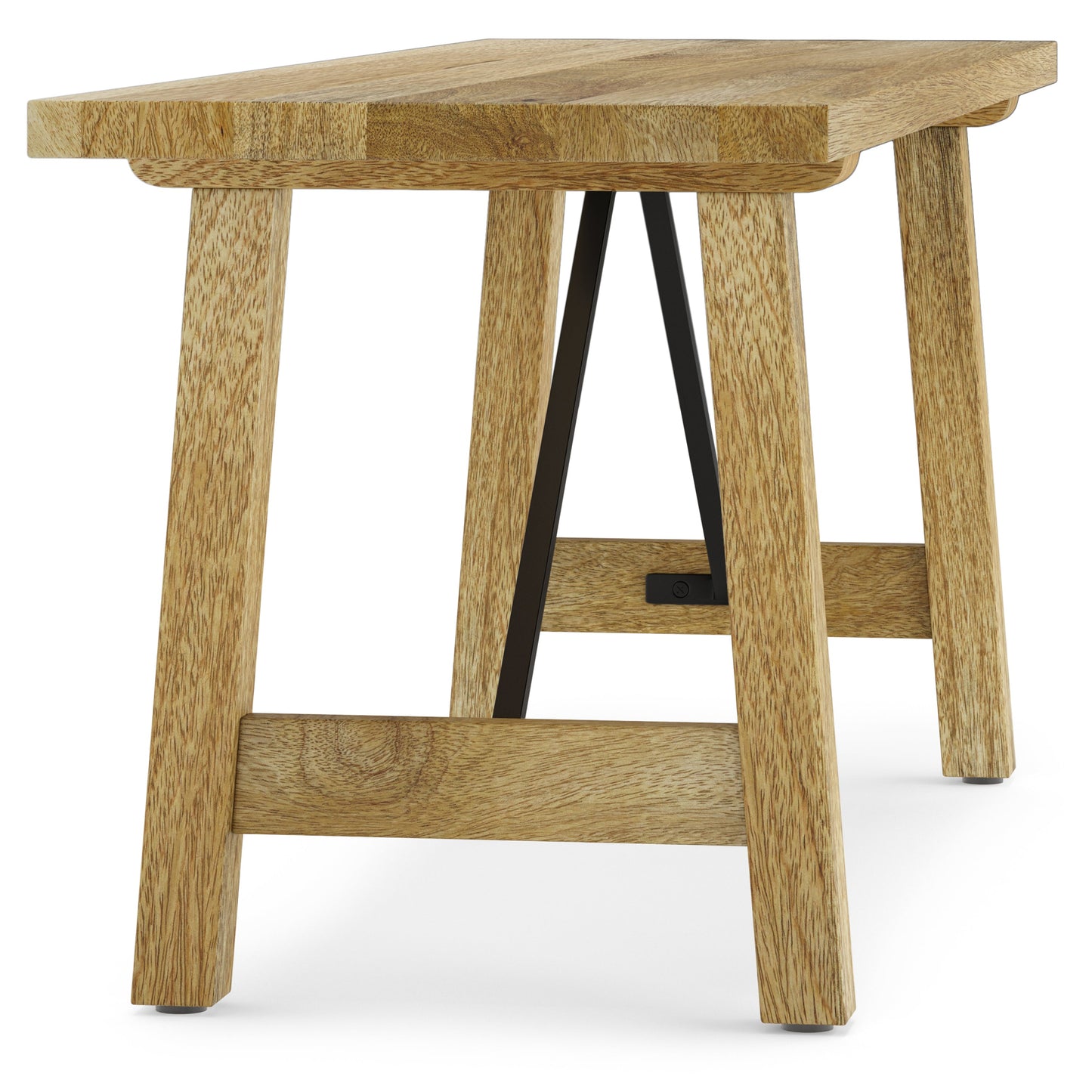 Wooden Bench with Metal Trestle Style Support