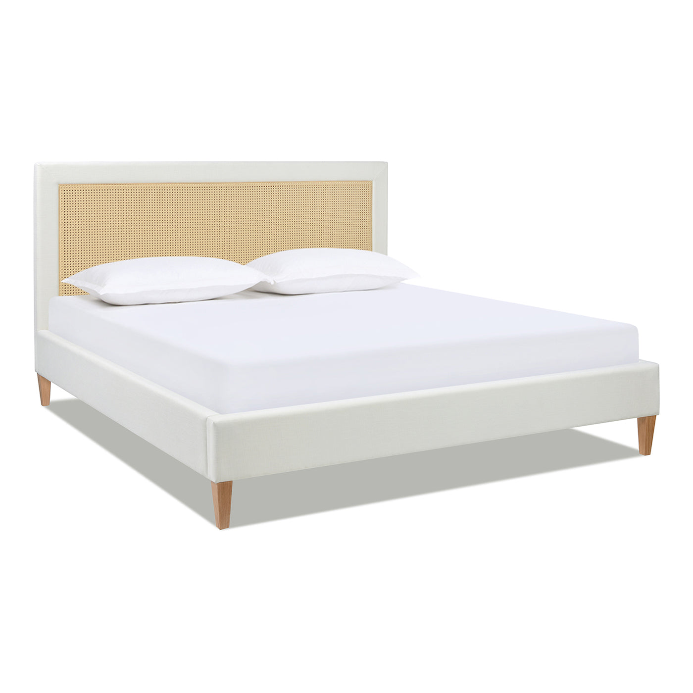 Captivat Platform Bed with Cane-Back and Solid Wood Legs
