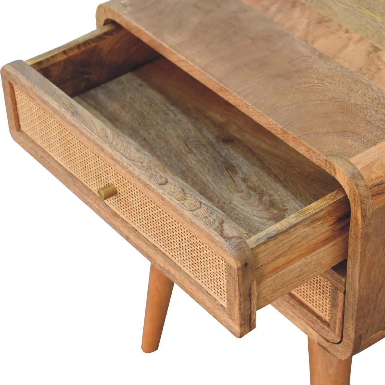 Wood and Rattan Bedside with 2 Drawers