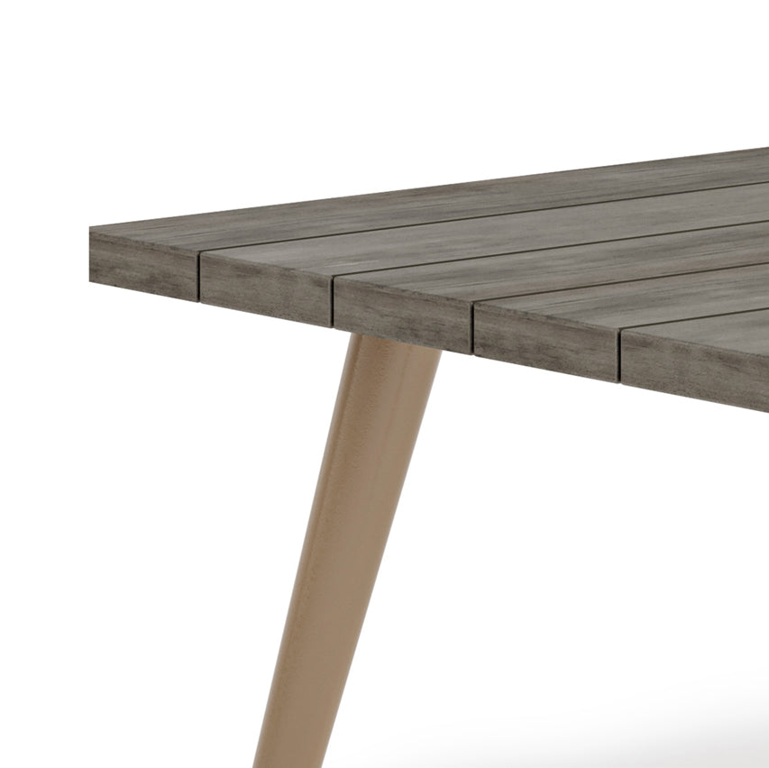 Outdoor Coffee Table with Slatted Top and Aluminum Legs