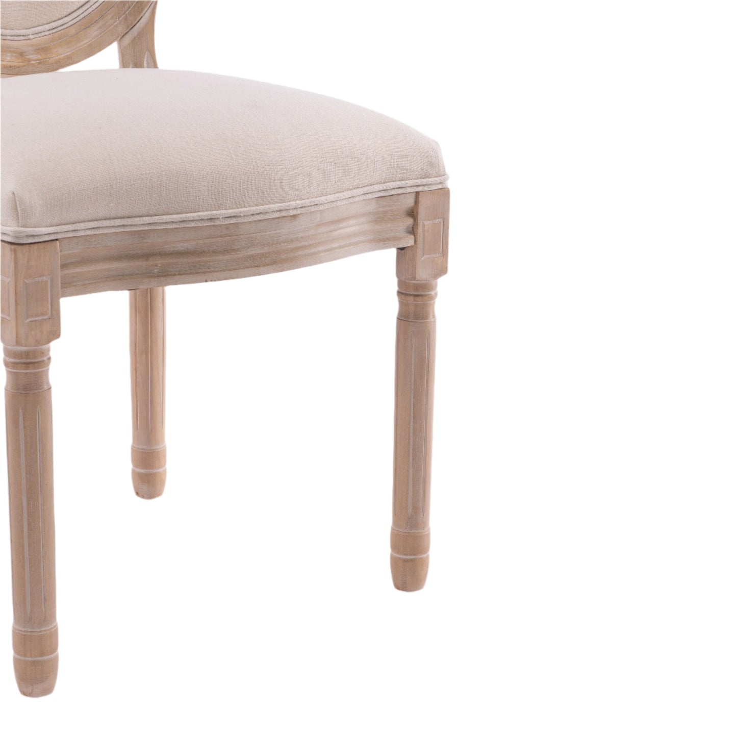 Upholstered Dining Chair with Oval Back and Solid Wood Frame, Set of 2
