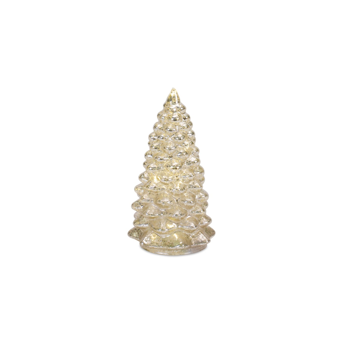 LED Lighted Mercury Glass Holiday Tree Decor, Set of 4