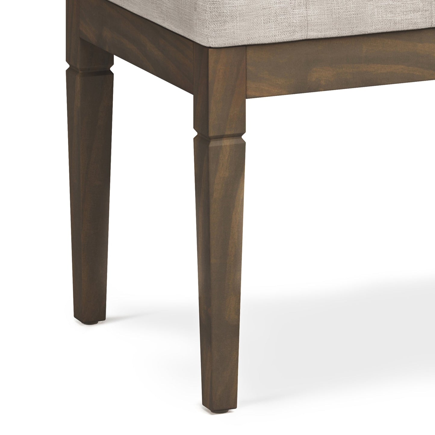 Flourishing Small Upholstered Tufted Ottoman Bench with Carved Legs