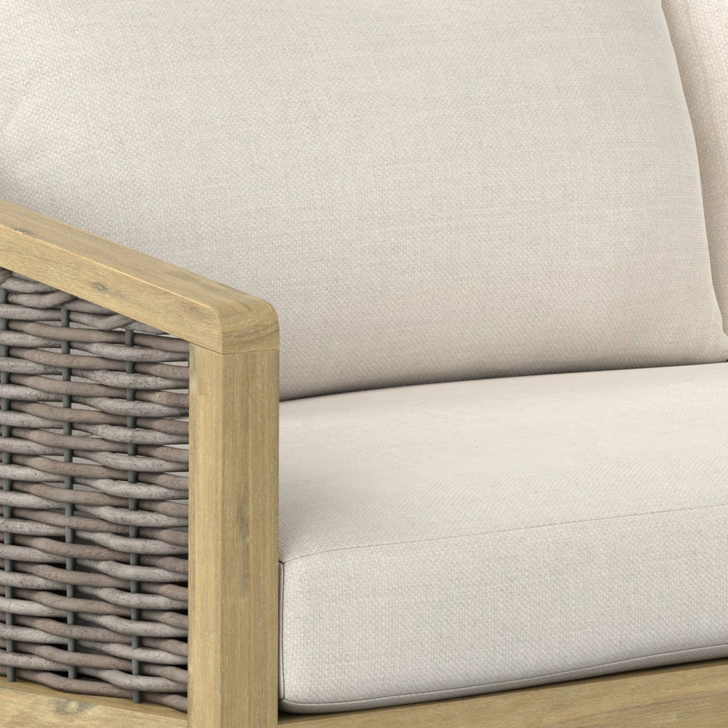 Outdoor Hand-Woven Rattan Sofa with Curved Frame