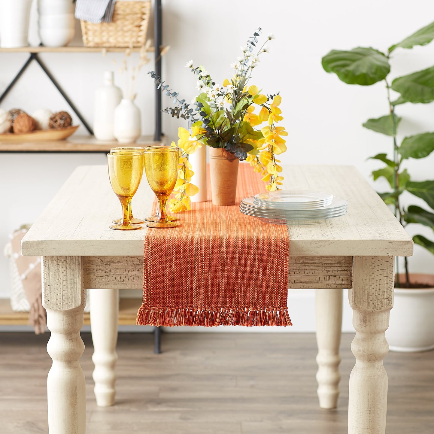 Spice Variegated Fringe Table Runner 13X108
