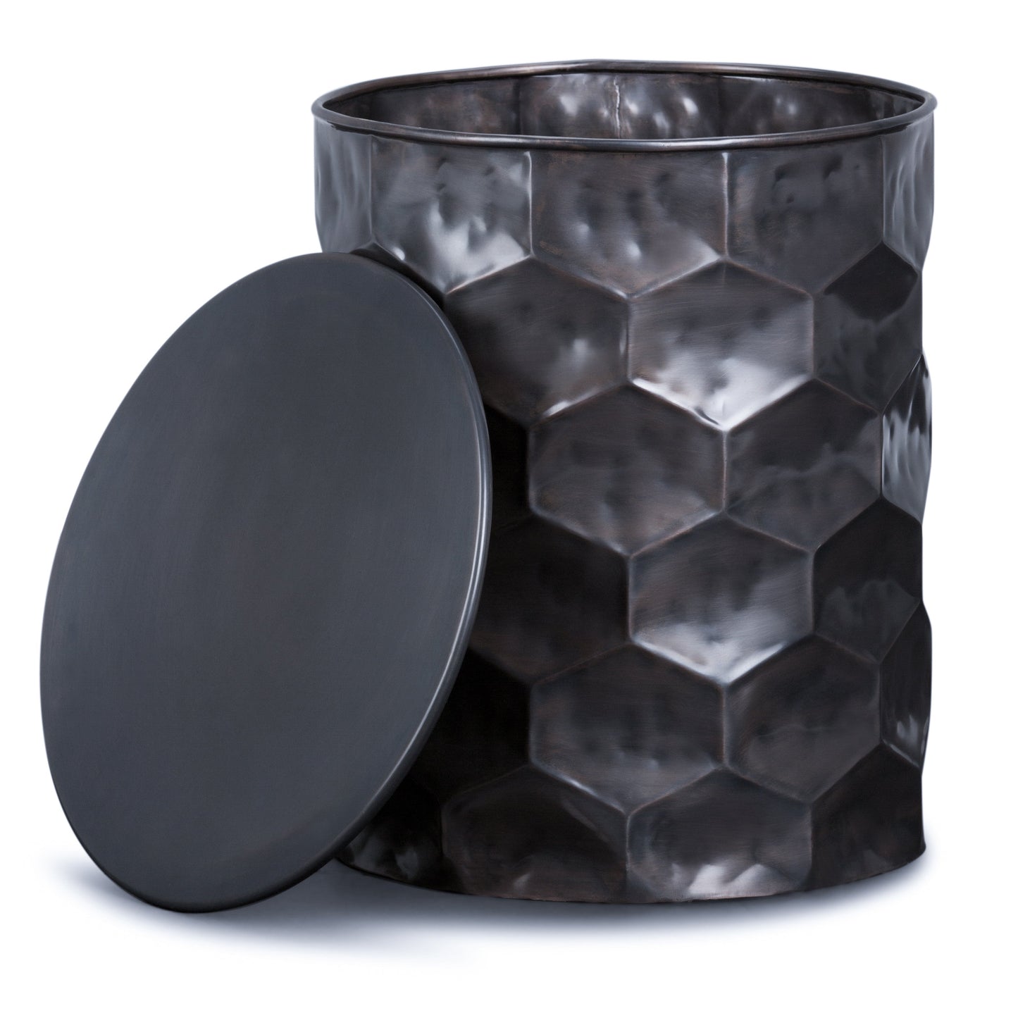 Opalescence Metal Side Table with Removable Round Top and Honey Comb Design