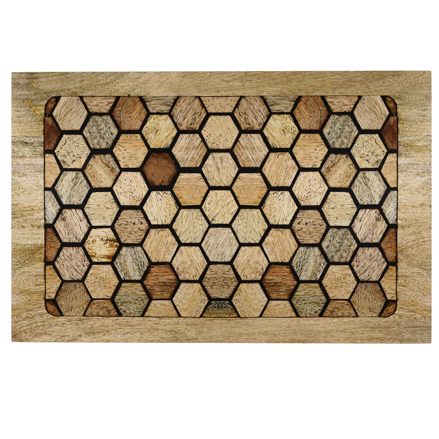 Side Table with Geometric Pattern and Metal Frame