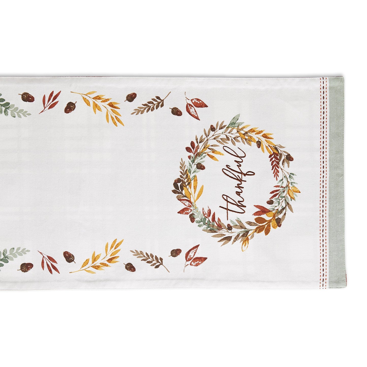 Thankful Autumn Wreath Reversible Embellished Table Runner 14X72