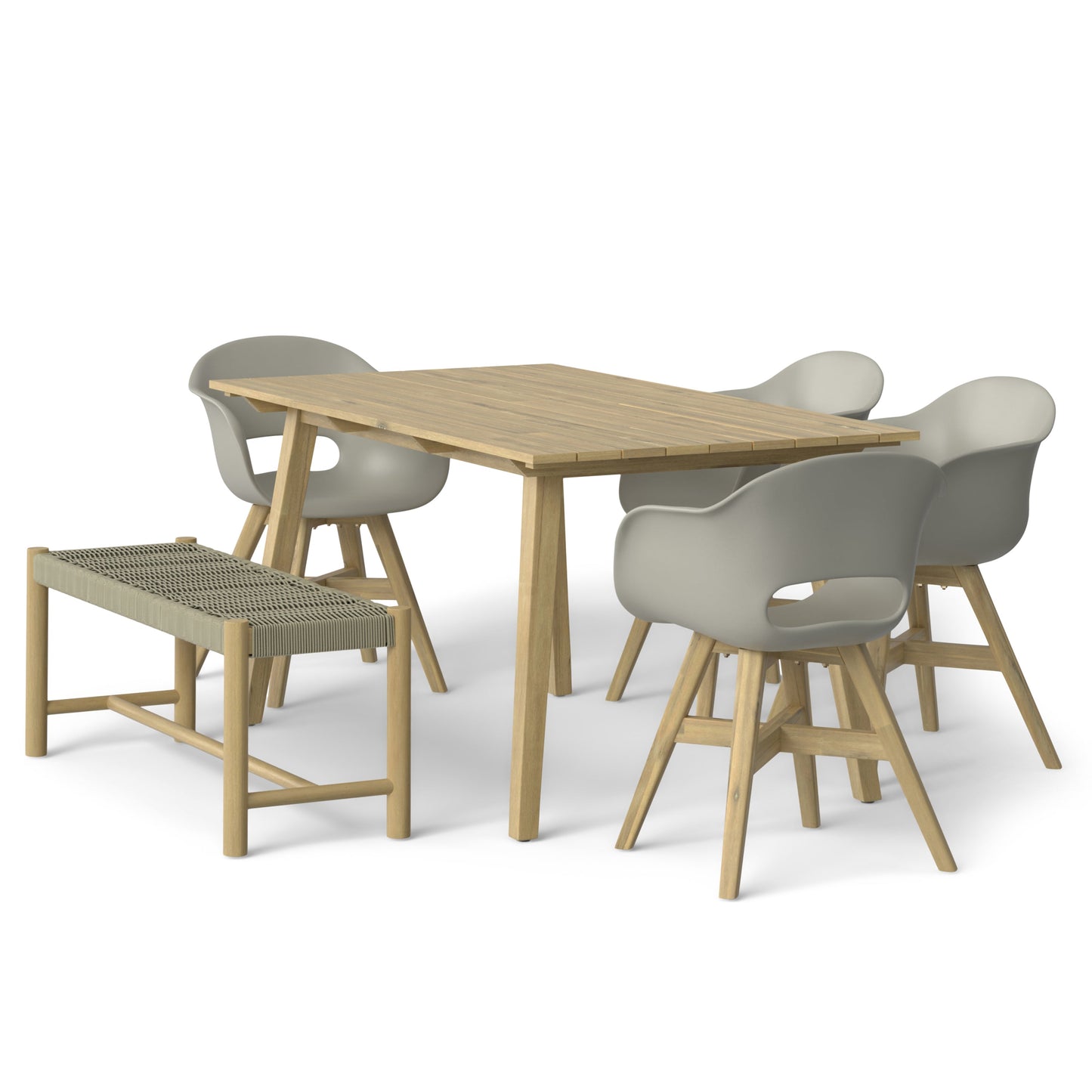 Legend 6-Piece Outdoor Dining Table Set with 4 Chairs and Bench