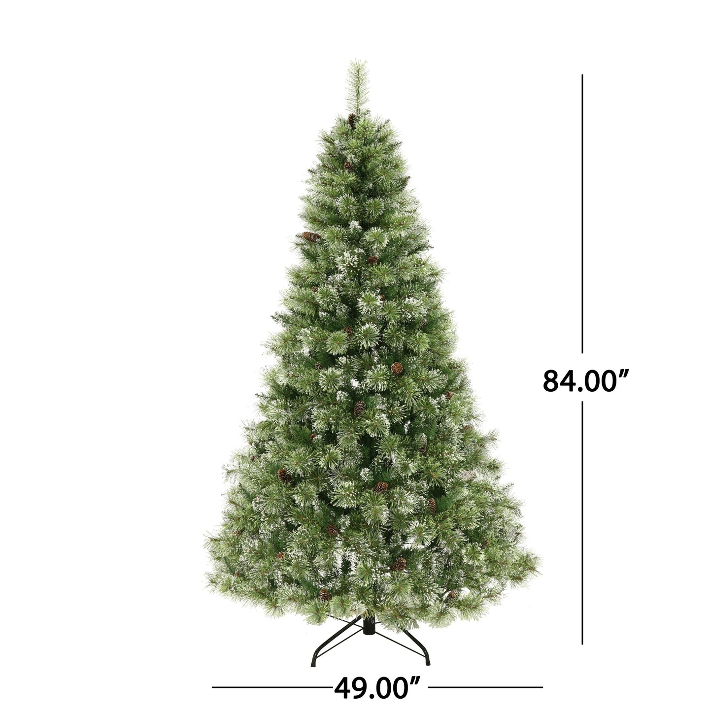 Lyzor 7 ft Brilste Mixed Hinged Christmas Tree with Snow, Glitter, 78 Frosted Pine Cones, 650 LED Lights
