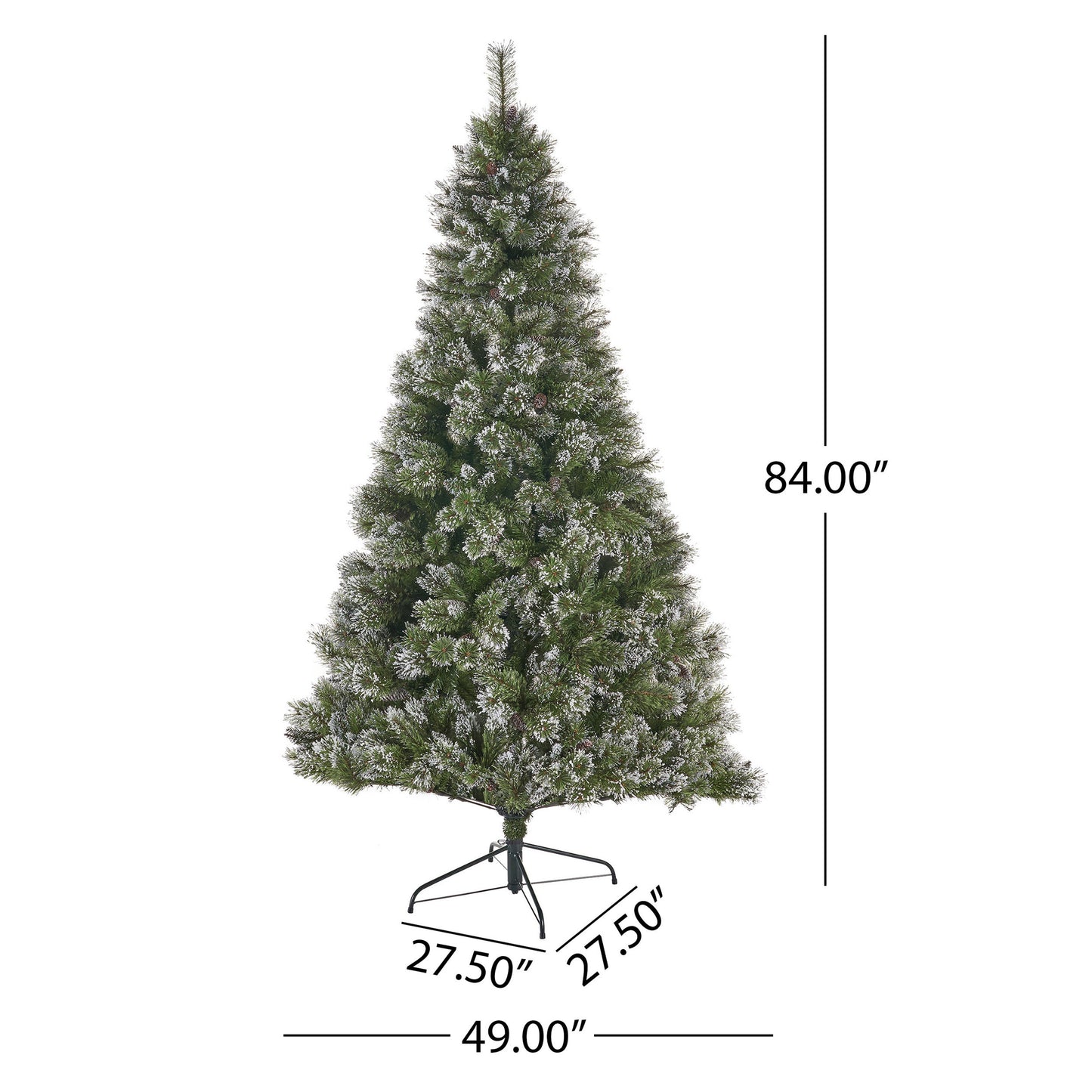 Nuvia 7 ft Brilste Mixed Hinged Christmas Tree with Snow, Glitter, 78 Frosted Pine Cones, No Light