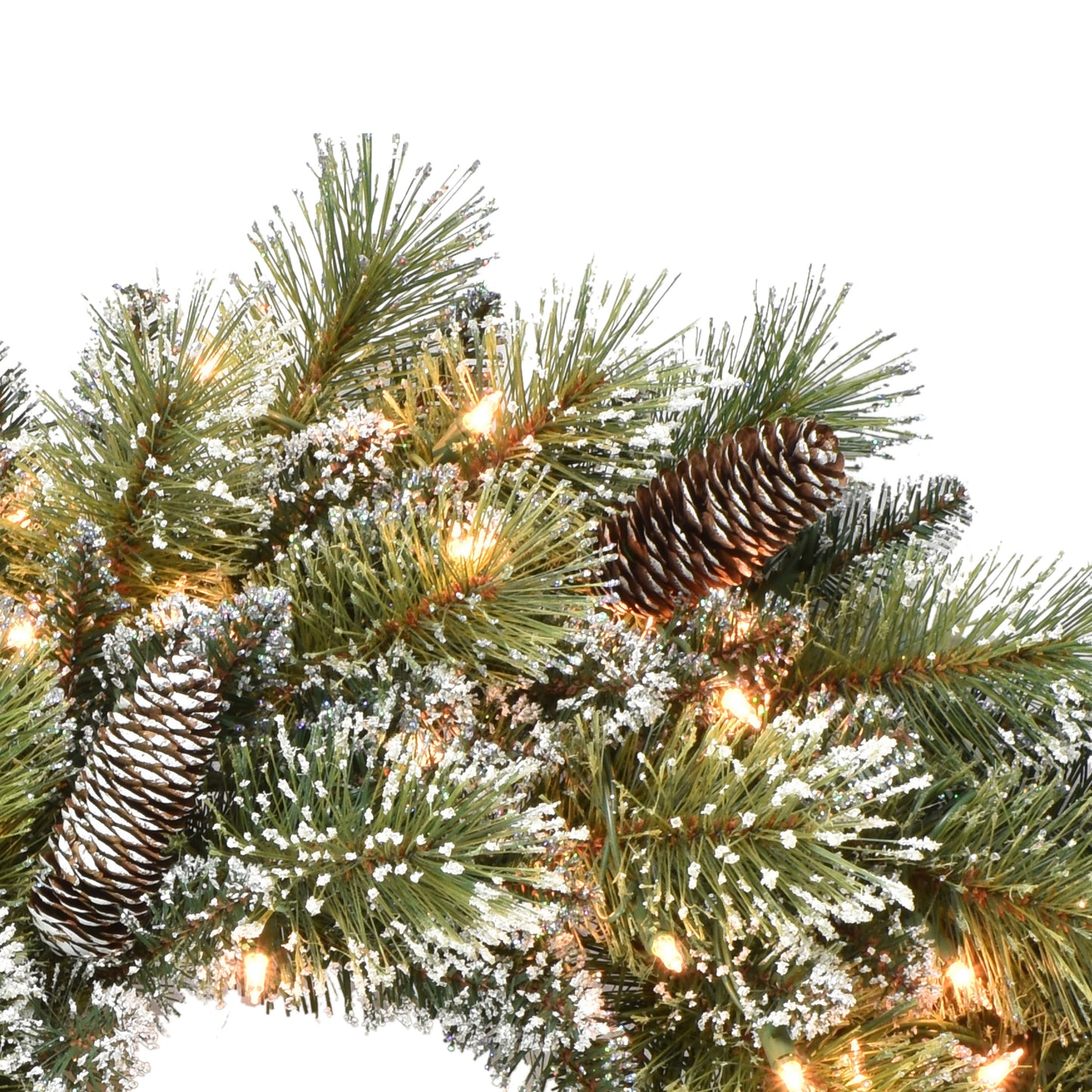 24 in Pre-Lit Snowy Wreath with 50 UL Clear Lights Pinecones Indoor/Outdoor Use