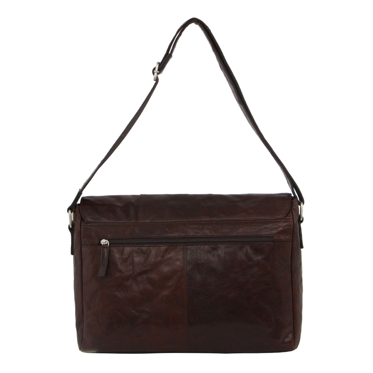Pierre Cardin Rustic Leather 15" Laptop  Messenger Bag (Brown)