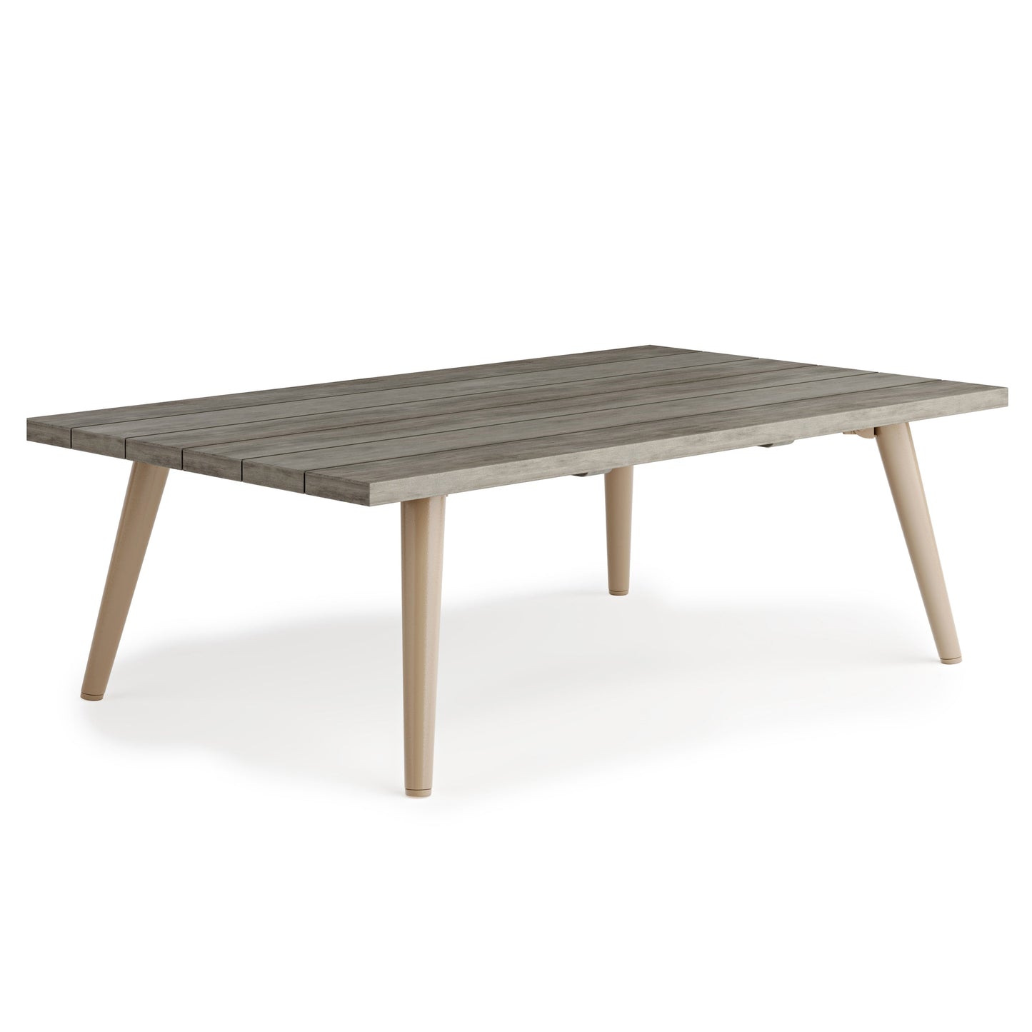 Outdoor Coffee Table with Slatted Top and Aluminum Legs