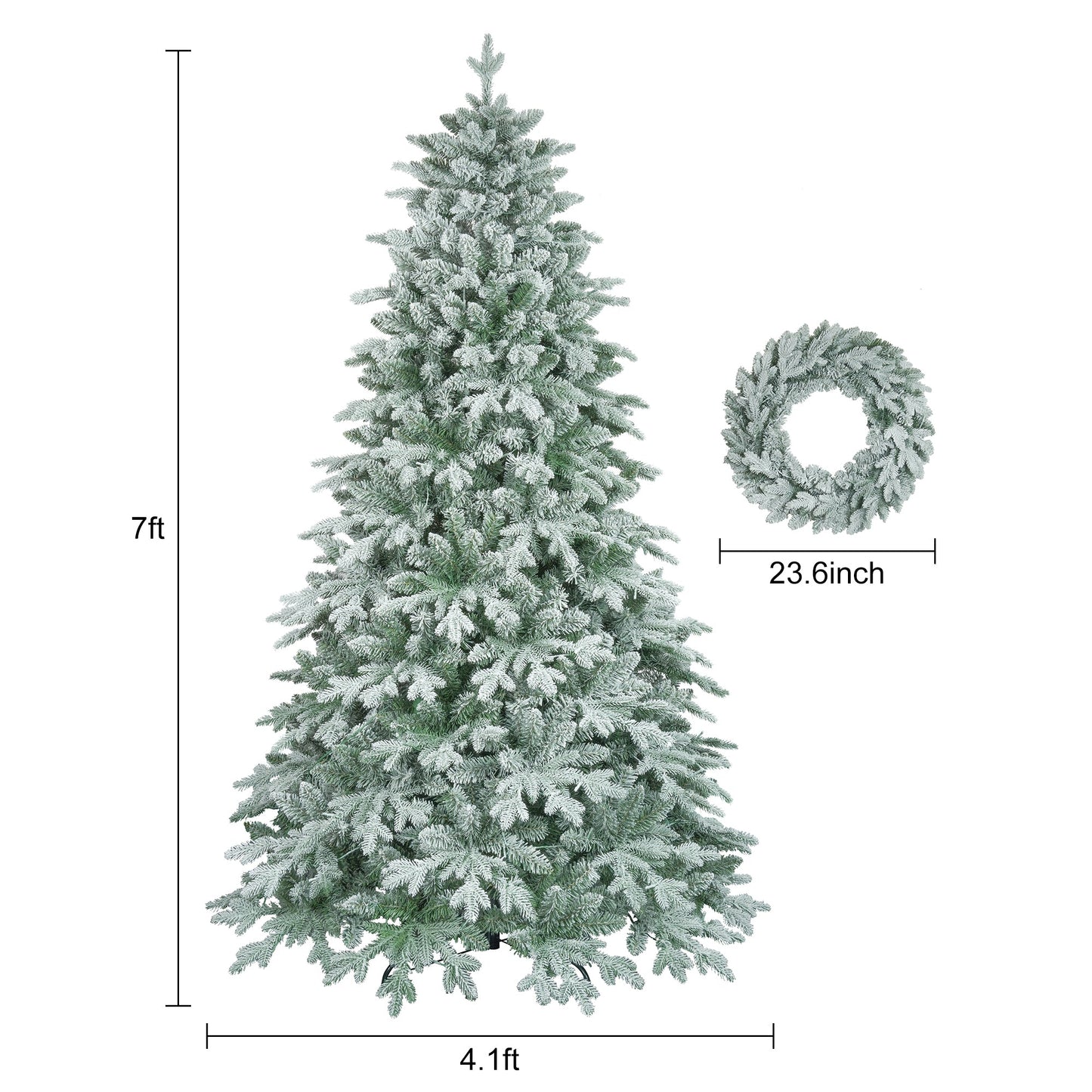 Kaltha 7ft Artificial Christmas Tree with Wreath Set , Wreath Decoration, Xmas Tree Christmas Decorations for Christmas